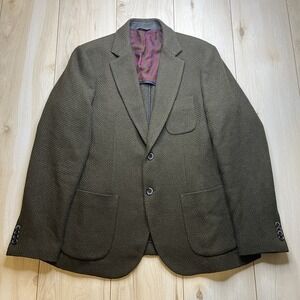 YOON Unlined Thick Knit Wool Sports Coat Made In Italy Green Mens Sz 44S Blazer